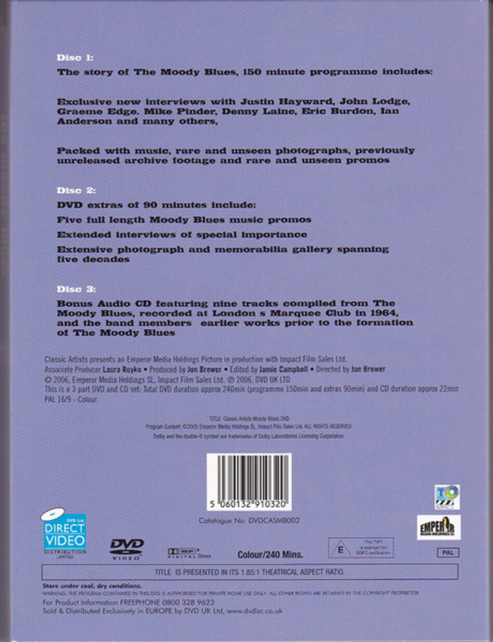 The Moody Blues / Their Full Story In A 3 Disc Deluxe Set (Limited Edition)(2DVD+CD)