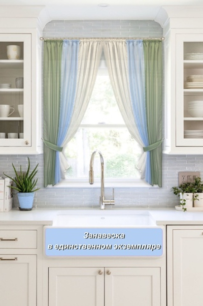 Шторы для кухни, Трио, нефритово-голубые, 165х390