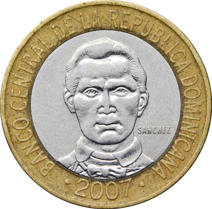 5 песо 2007 Доминикана XF