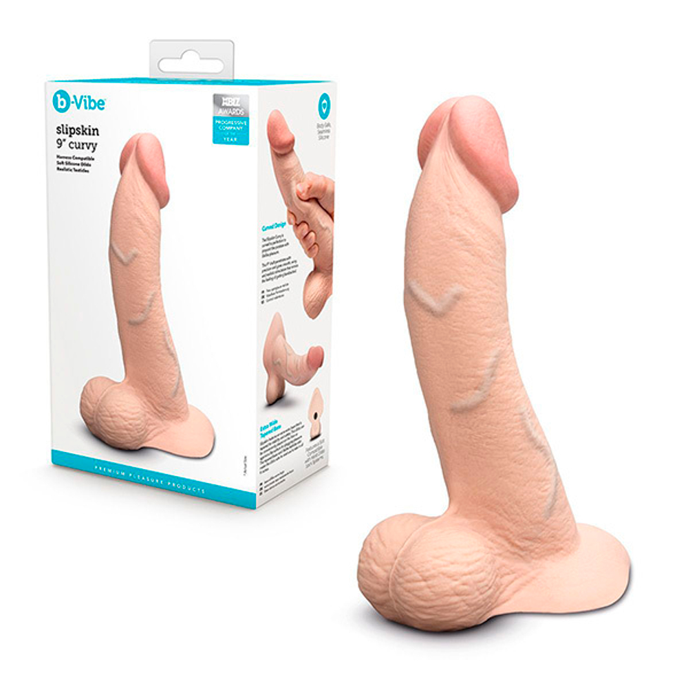 Телесный анальный фаллоимитатор 22см b-Vibe Slipskin Curved BV-061-CRM