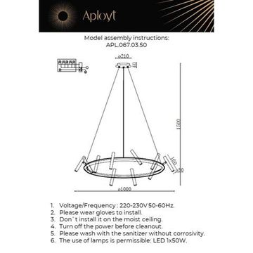 Подвесная люстра LED 10*5W 4000К APL.067.03.50 чёрный Honor Aployt