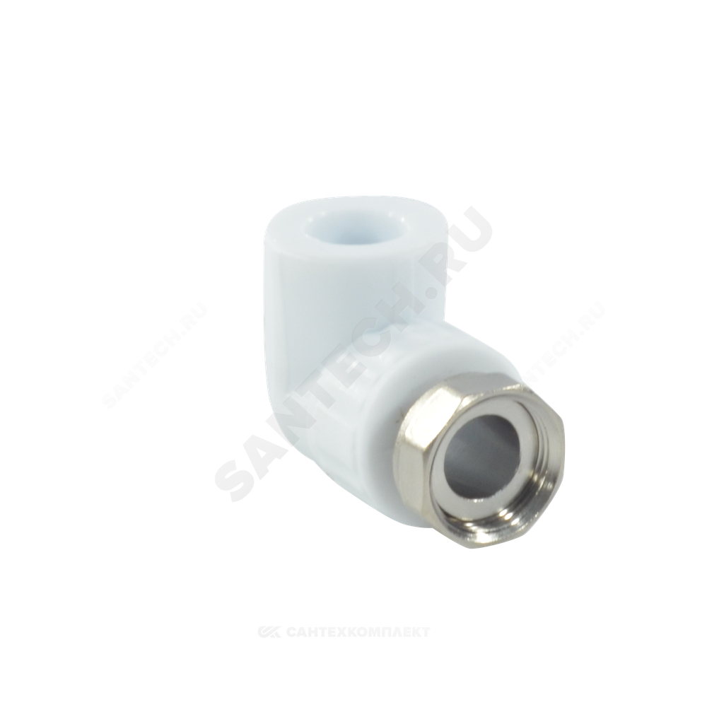 Угольник PP-R комбинированный белый Дн 20х3/4" с накидной гайкой VALFEX 10138120