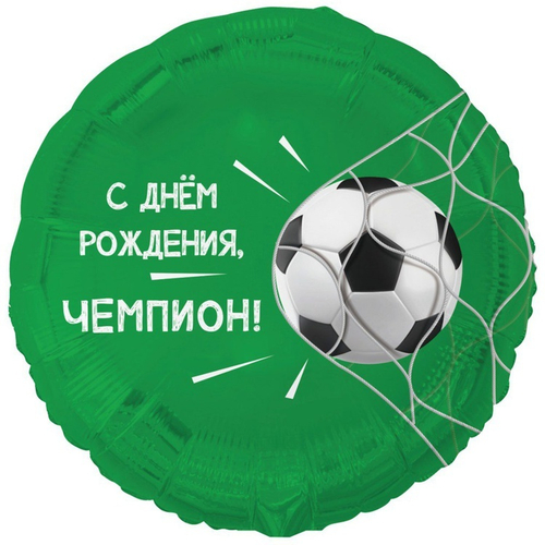 Круг 18" С днем рождения ЧЕМПИОН Футбольный мяч ВЗ