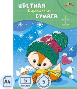 Бумага цветная бархатная, А4, 5 листов, 5 цветов
