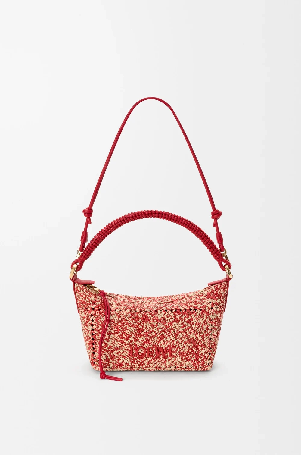 Loewe Мини-сумка Cala из телячьей кожи и рафии, красный