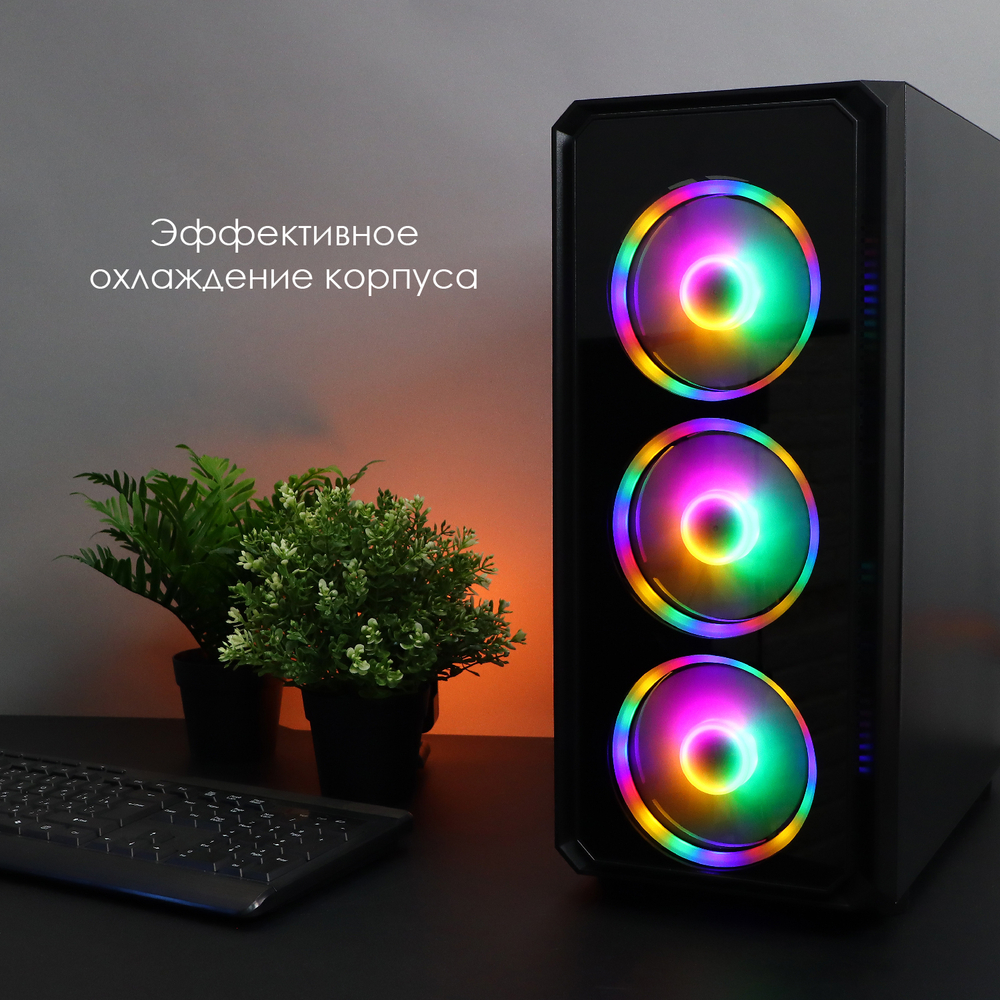 Комплект из 3 вентиляторов ТЕСЛА (TESLA) RGB120-LD3, 120мм, 3-pin+Molex, черный-белый/FRGB, 1200rpm, 38CFM, 21дБ, антивибропрокладки (TSL-120-LD3)
