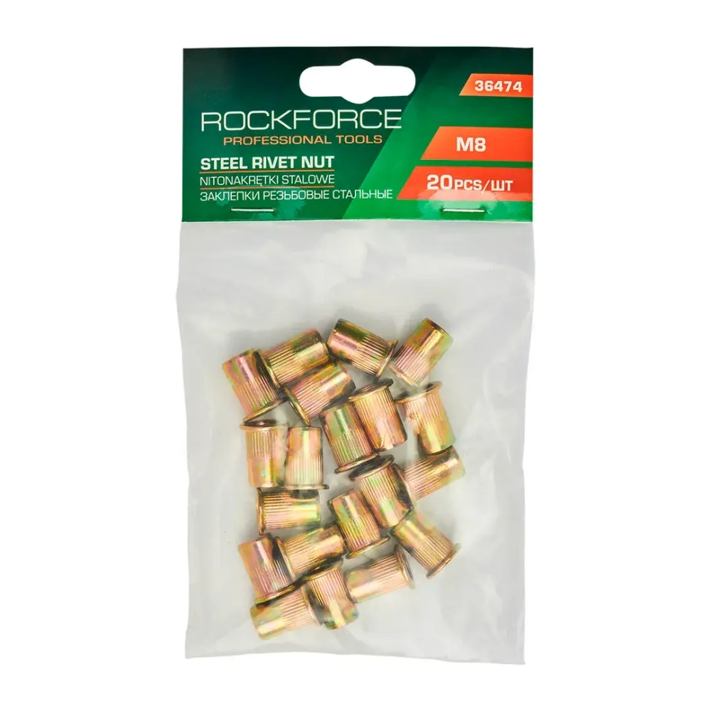 Заклепки резьбовые стальные М8 (20шт./к-т) RockFORCE RF-36474