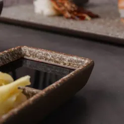 Соусник 44 мл 11,5*7*2,5 см прямоуг. двойной фарфор Brown Untouched Taiga P.L. Proff Cuisine [1]