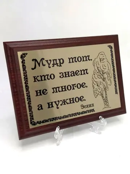 Плакетка сувенир с цитатами "Мудр не тот кто знает много"