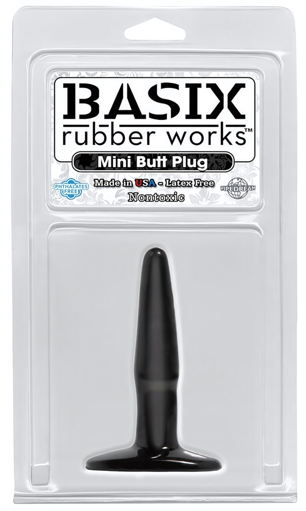 Анальная втулка Basix Rubber Works Mini Butt Plug (Цвет: черный)