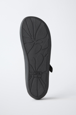 ZARA КОЖАНЫЕ БАЛЕТКИ BAREFOOT, ЧЕРНЫЙ