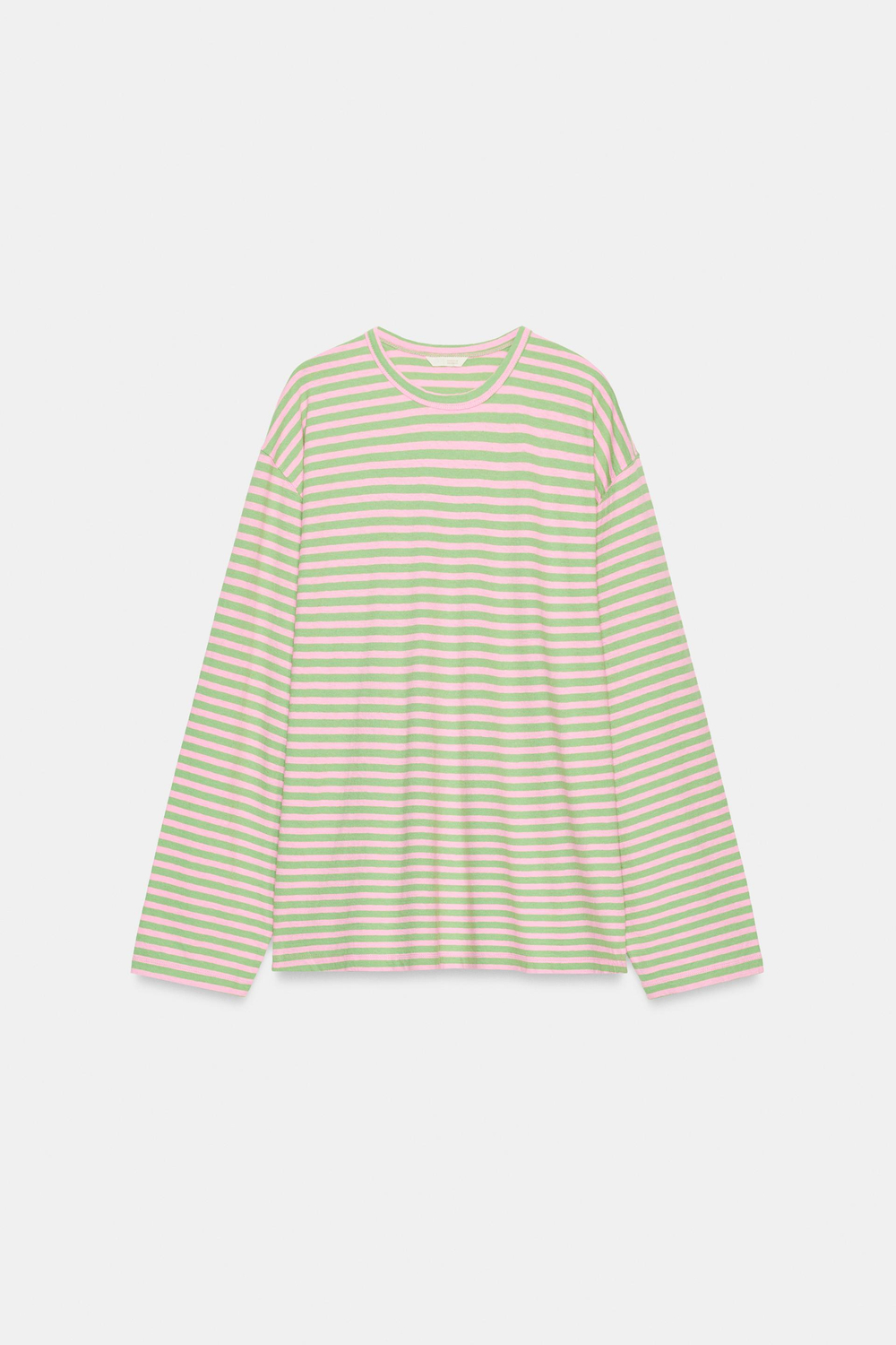 ZARA ФУТБОЛКА ИЗ ХЛОПКА И ЛЬНА В ПОЛОСКУ, МЯТНЫЙ