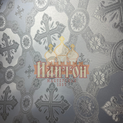 Парча "Гуслица" белая с серебром