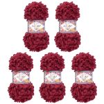 Пряжа Alize (Ализе) Puffy Fine / уп.5 мот. по 100 г, 14м, 107 вишня A