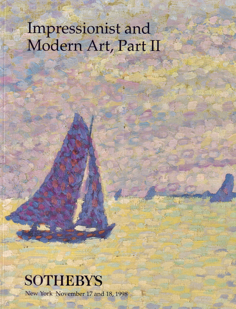 Каталог аукциона Sotheby's, Нью-Йорк, Импрессионизм и модернизм, Часть II от 17-18 ноября 1998 года
