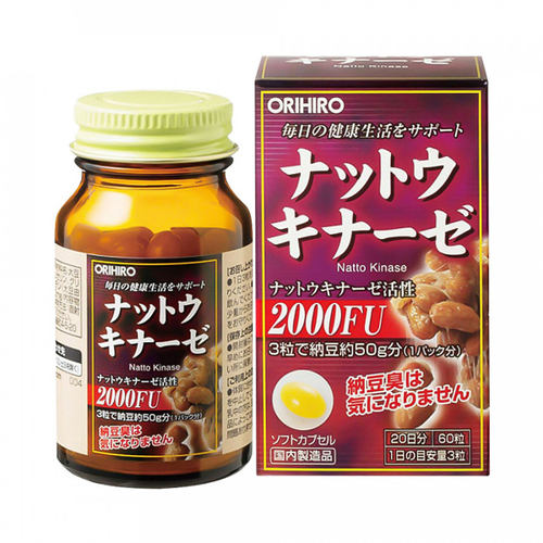 Наттокиназа 2000FU (Nattokinase), 60шт, ORIHIRO, Япония