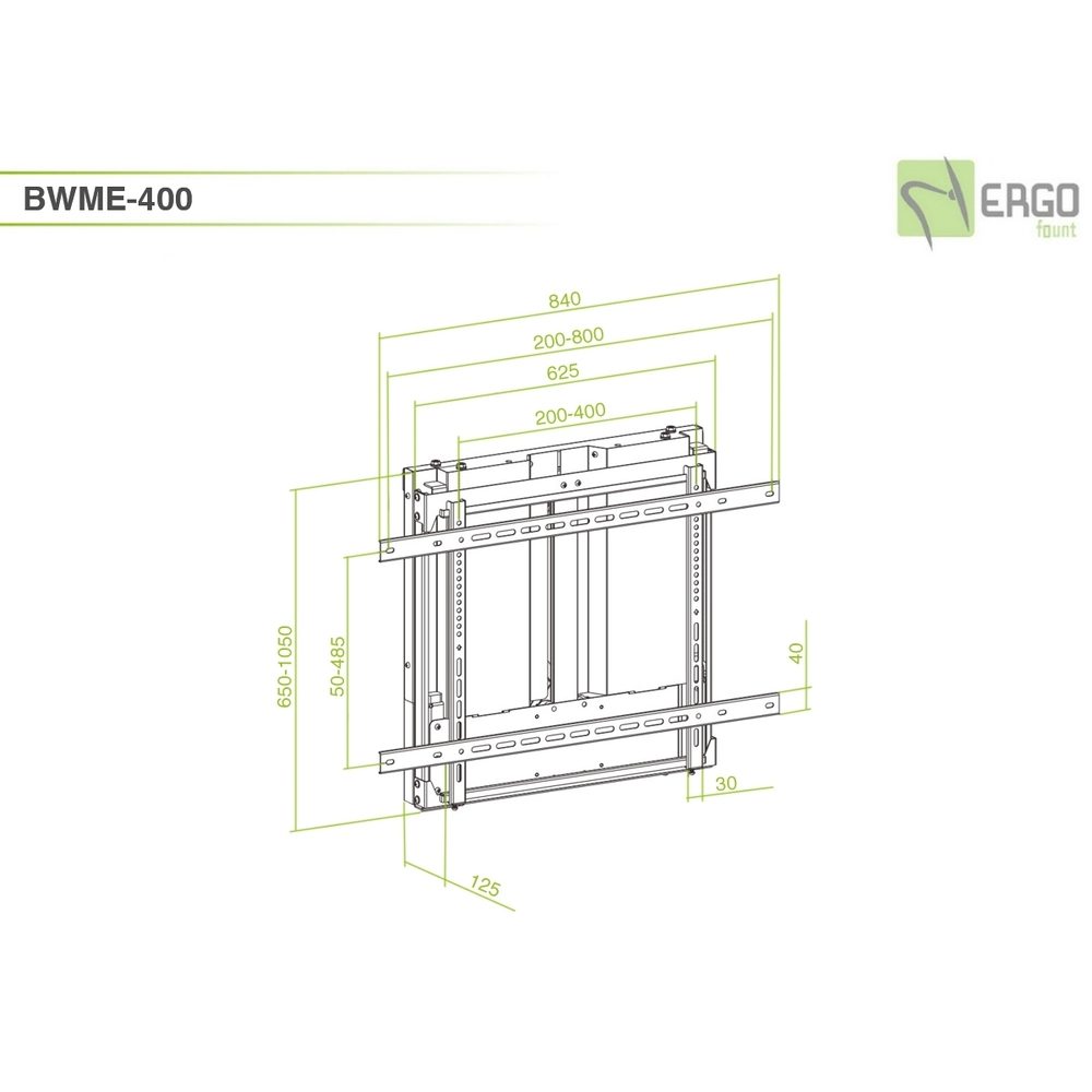 ErgoFount BWME-400 Настенное крепление для дисплея диагональю 37-55". Цвет - черный