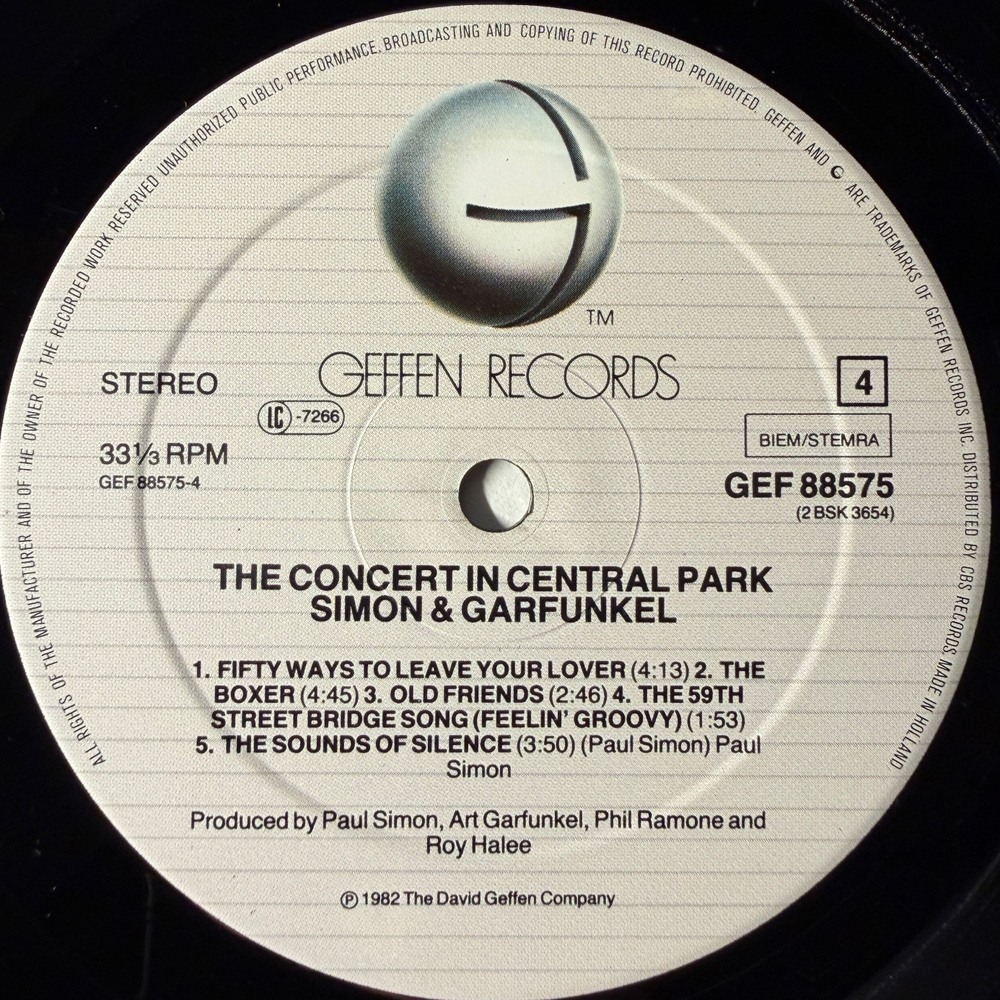 Simon And Garfunkel - The Concert In Central Park 2LP (Голландия 1982г.)