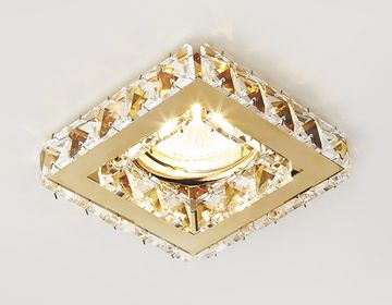 Встраиваемый точечный светильник с хрусталем 1*GU5.3 MR16 K110 CL/G золото/прозрачный хрусталь Crystal Spot Ambrella
