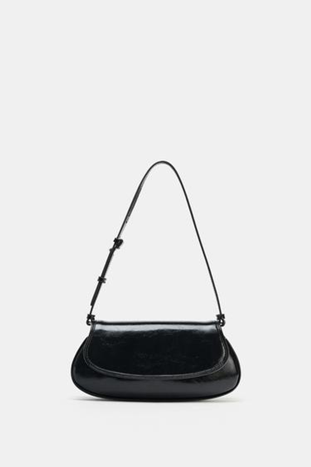 ZARA СУМКА ЧЕРЕЗ ПЛЕЧО С КЛАПАНОМ, ЧЕРНЫЙ