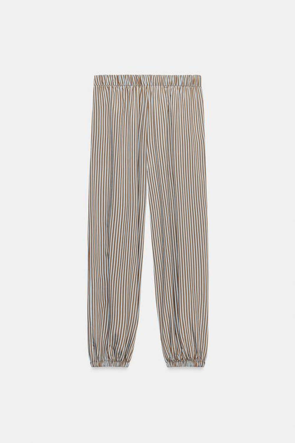 ZARA БРЮКИ-БАГГИ В ПОЛОСКУ — ZW COLLECTION, КОРИЧНЕВЫЙ/СИНИЙ