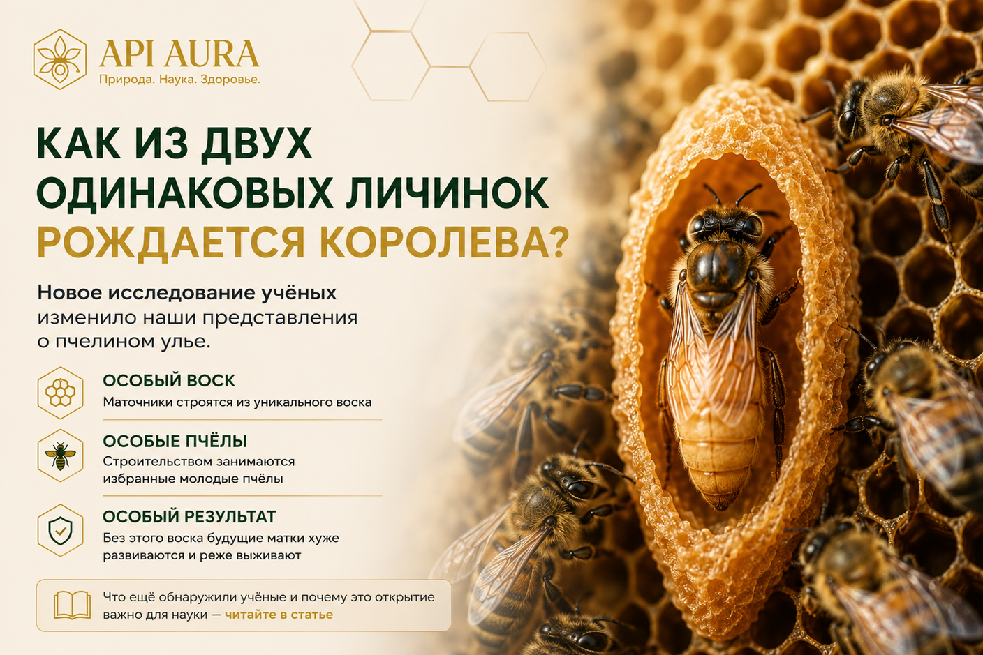 Как из двух одинаковых личинок рождается пчелиная королева?