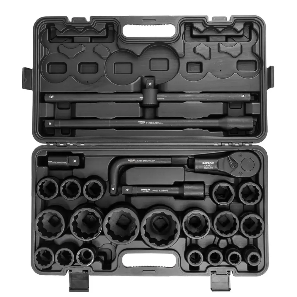 Набор инструментов ударных 26пр, 3/4'', 1''(12гр.) PATRON P-68262-9MPB