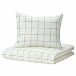 Комплект постельного белья IKEA VITKLOVER (ВИТКЛЕВЕР), Односпальный, Белый в клетку, 150x200, 50x80 см