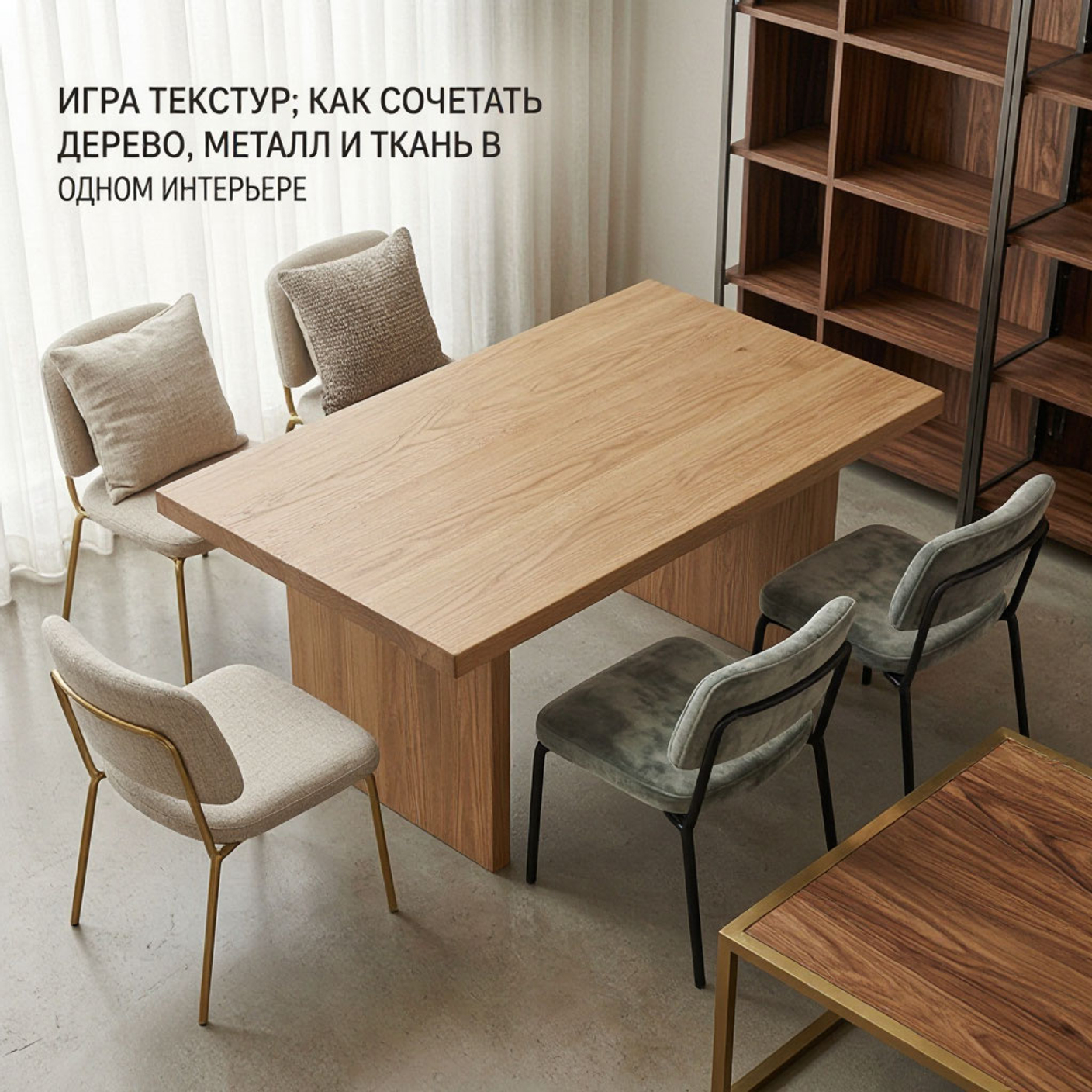 Игра текстур: как сочетать дерево, металл и ткань в одном интерьере
