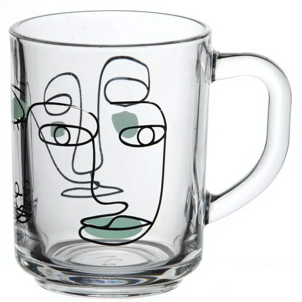 Кружка стеклянная 250мл «Фейсес» (рис.29084/А) 55029SLBD46