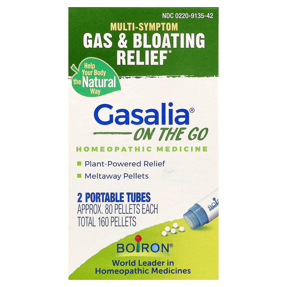 Boiron, Gasalia® On The Go, 2 порционных тюбика по 80 гранул