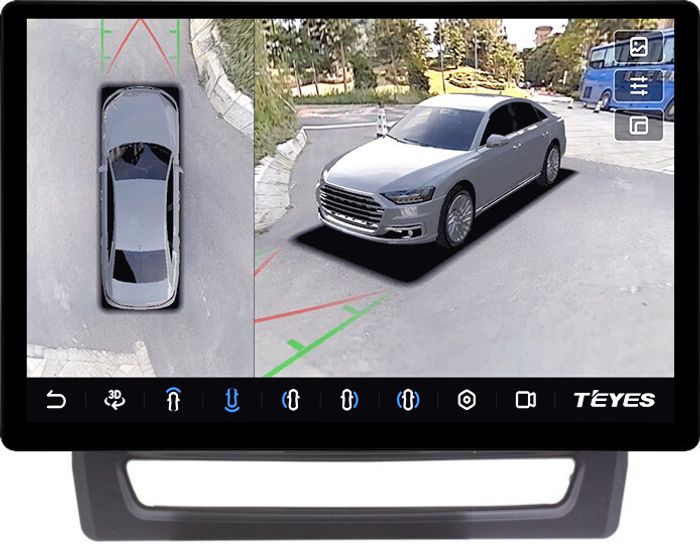 Магнитола для Mitsubishi ASX 2020+ (ШГУ 8", рамка тип 1) - Teyes CC3-2K-360 монитор 13" 2K QLED на Android 10, Быстрая, CarPlay, 4G SIM-слот, 4 камеры в комплекте