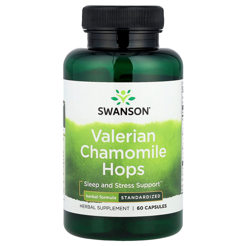 Swanson Vitamins, Валериана и ромашка, хмель, 60 капсул