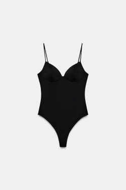 ZARA БОДИ С ВЫРЕЗОМ СЕРДЕЧКОМ, ЧЕРНЫЙ