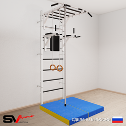 Шведская стенка Sv Sport 5444 (Турник рукоход/Брусья/Канат/Кольца/Мат 1м)
