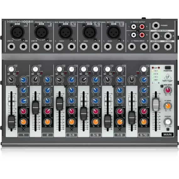 Behringer 1002B - микшер,4 балансных стереовхода и 3 дополнительных микрофонных входа