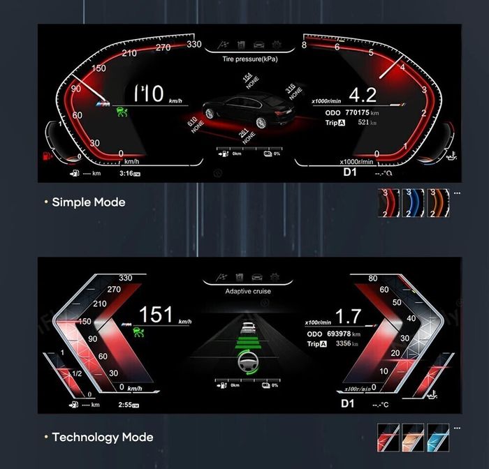 Электронная панель приборов для BMW X5 F15 2013-2018 (без проекции на лобовое) - Kuberg NH-LCD-B01-F15 с ЖК 12.3" экраном QLED