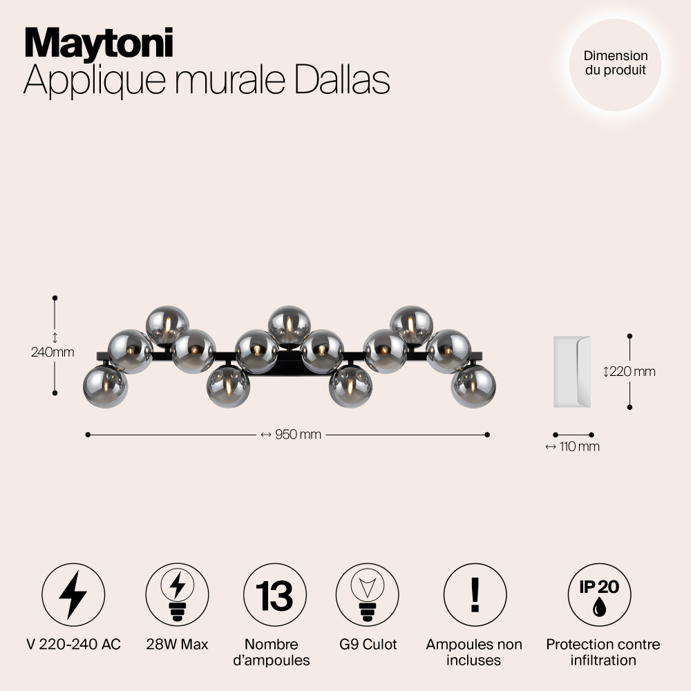 Настенный светильник Maytoni Dallas MOD547WL-13B