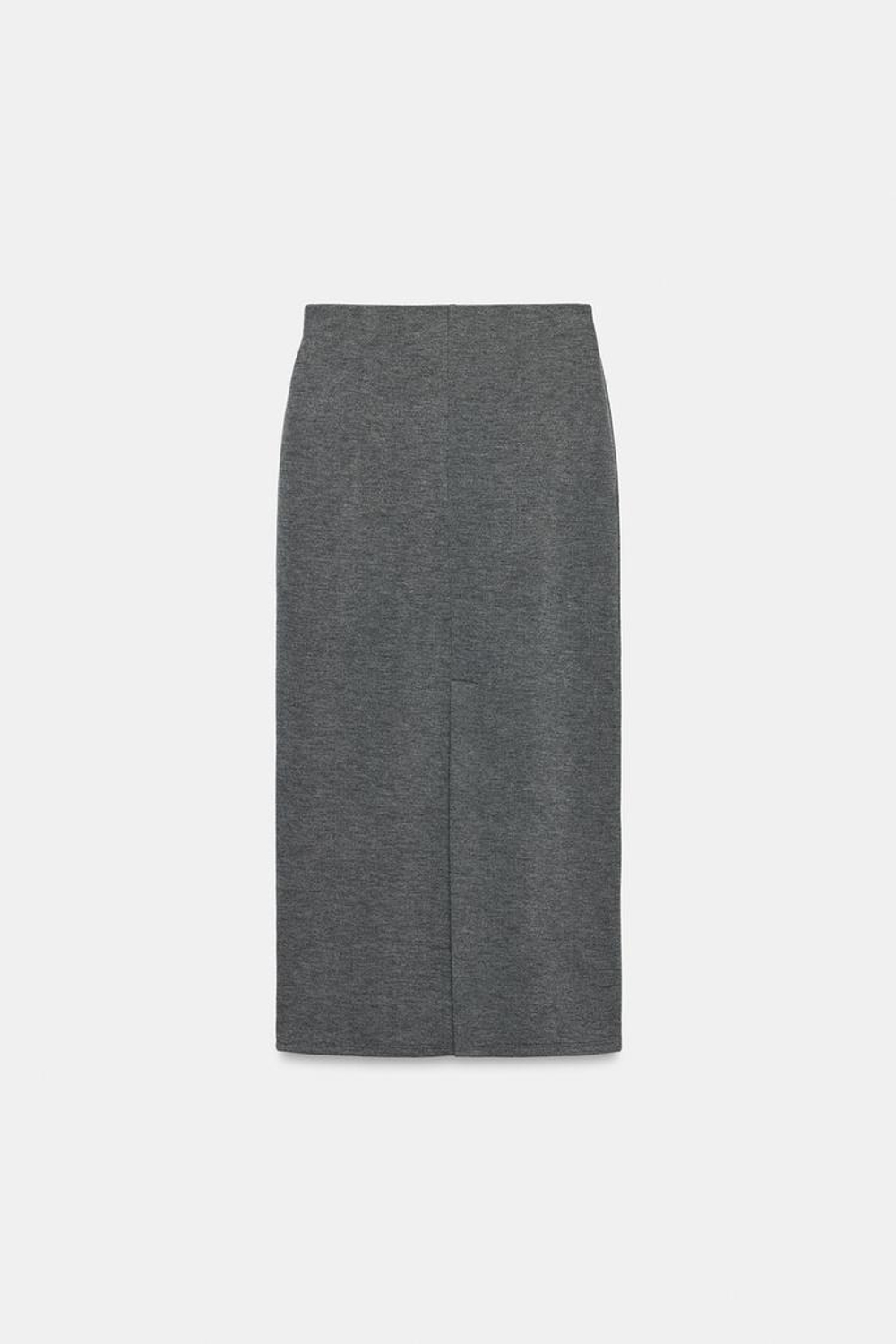 ZARA ПРЯМАЯ ЮБКА МИДИ ИЗ МЯГКОЙ ТКАНИ, СЕРЫЙ МЕЛАНЖ