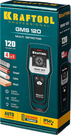 KRAFTOOL GMS 120, ЖК дисплей, универсальный детектор (45298)