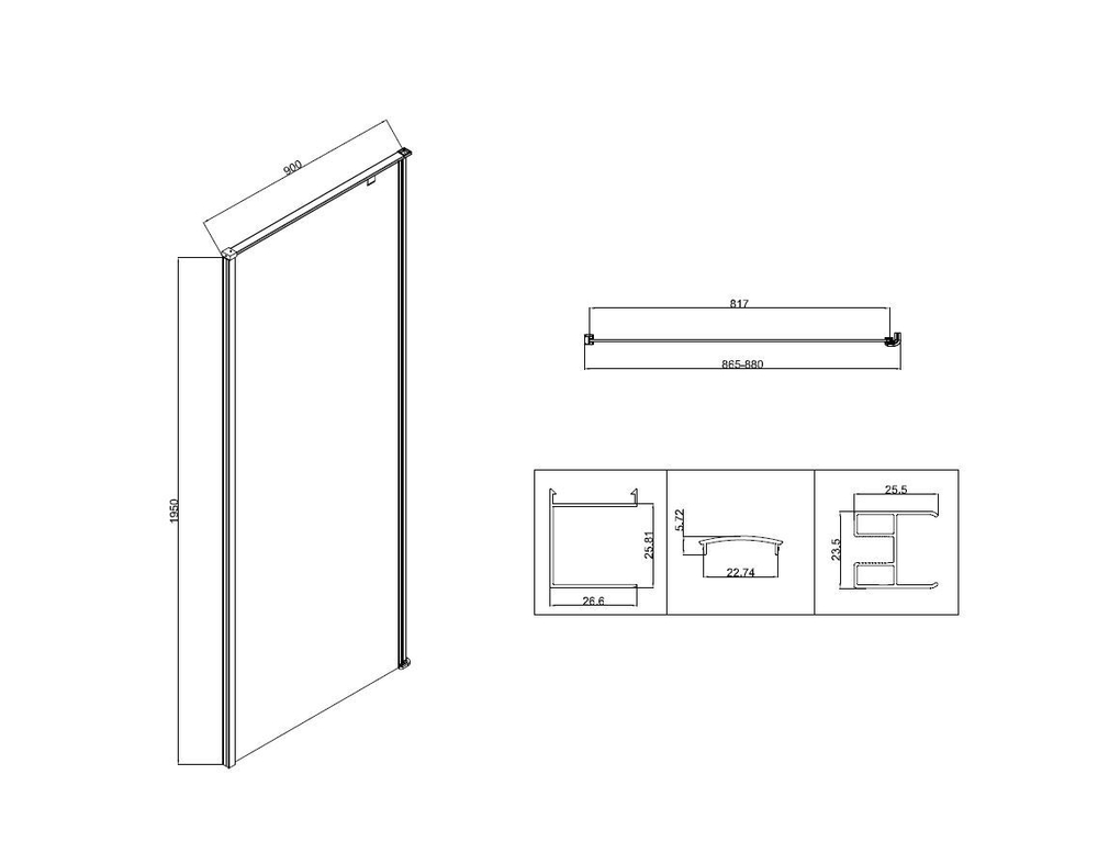 Душевой уголок Слим-Н (Slim-N) VSR-5SN9010CLB, 1000*900, черный, стекло прозрачное,