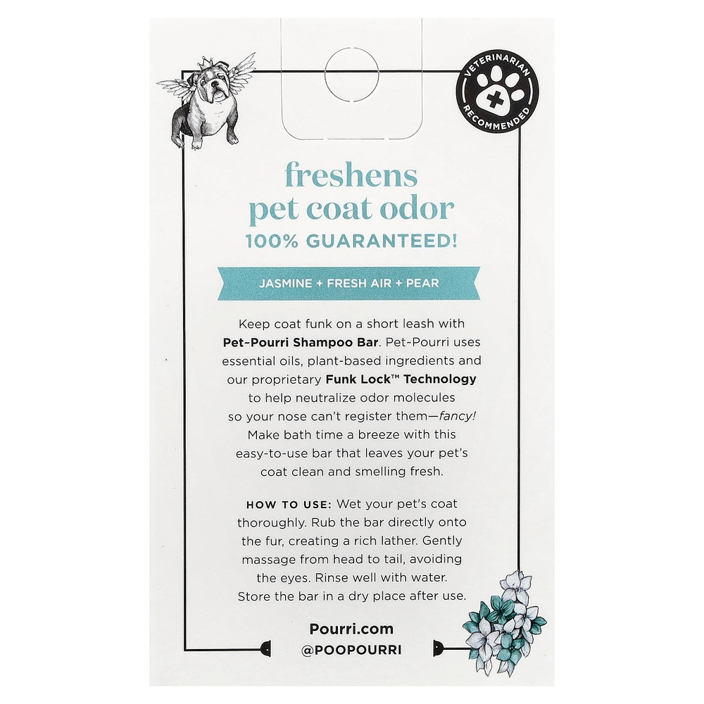 Poo-Pourri, Pet-Pourri ™, дезодорирующее твёрдое мыло-шампунь для домашних животных, Pawsitively Fresh, 141 г
