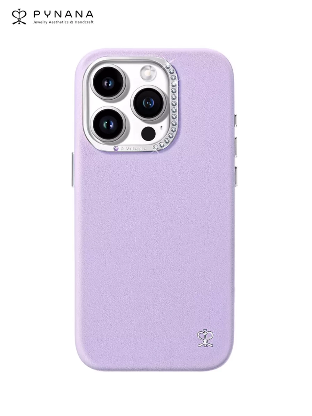 Чехол PYNANA для iPhone 15 PRO MAX кожа, кристаллы Swarovski, нежно-фиолетовый