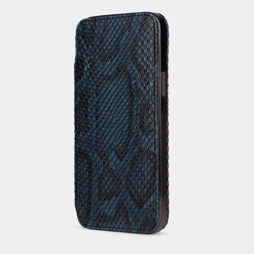 Чехол для iPhone 15 Pro из кожи питона, синего цвета