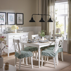 IKEA DVÄRGDUNÖRT  (ИКЕА ДВÄРГДУНÖРТ)  -  Подушка для стула, зеленая/белая, 42/35x42x4 см