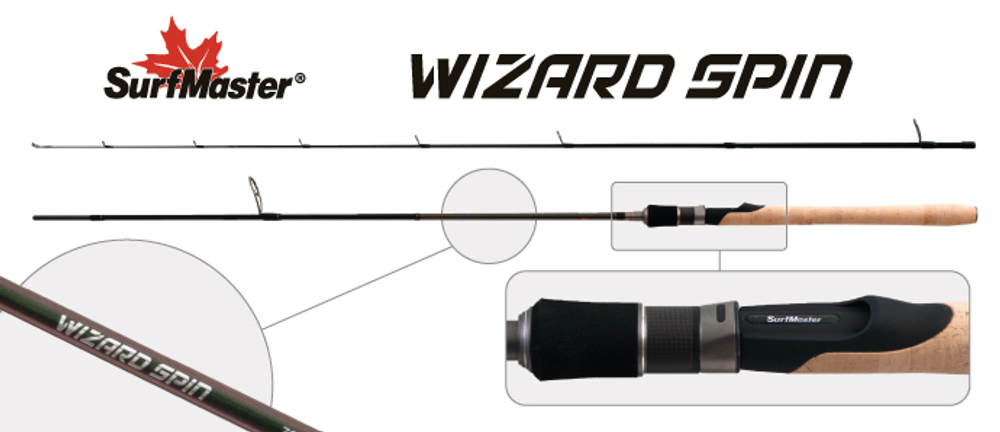 Спиннинг штекерный угольный 2 колена S Master SP1121 Wizard Spin 902MF HMC (5,5-17,5) 2,74 м