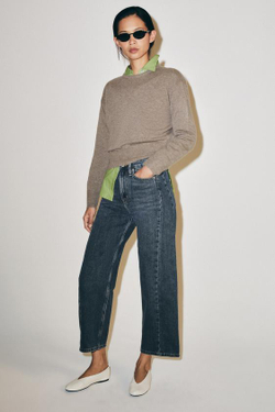 ZARA ДЖИНСЫ ZW COLLECTION ANKLE RELAXED СО СРЕДНЕЙ ПОСАДКОЙ, СЕРО-СИНИЙ