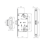 Защелка врезная PLASTLP96WC-50 CP хром