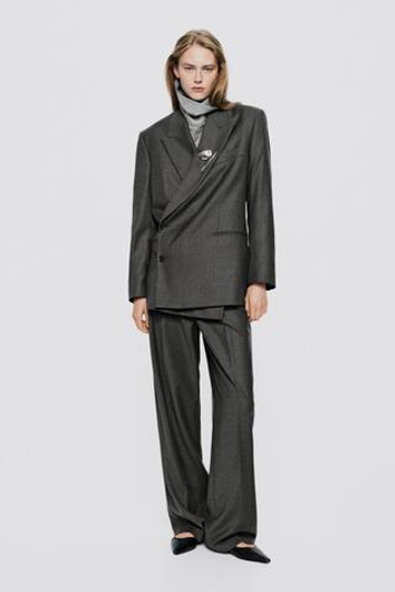 Massimo Dutti Двубортный пиджак оверсайз - Limited Edition, серый