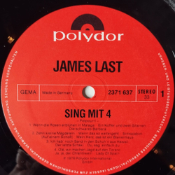 Винтажная виниловая пластинка LP James Last Джеймс Ласт Sing Mit 4 (Germany 1976)